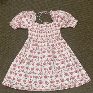 Hill House Red and White Smocked Mini Sundress